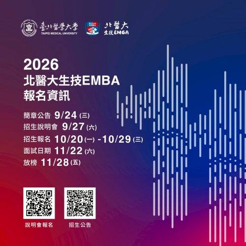 115學年度碩士班甄試入學管理學院生物科技高階管理碩士在職專班(EMBA)考試入學錄取榜單